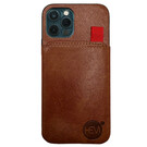 HEM HEM Luxe Lederen Back Cover - Geschikt voor iPhone 12 / 12 Pro - Bruin - Telefoonhoesje / Achterkant voor 3 pasjes