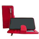 HEM Samsung Note 9 Burned Red Leren Rits Portemonnee Hoesje - Lederen Wallet Case TPU meegekleurde binnenkant- Book Case - Flip Cover - Boek - 360º beschermend Telefoonhoesje