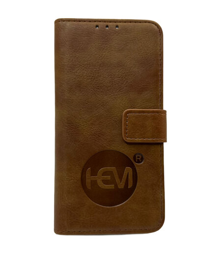 HEM HEM leren Book Case (geschikt voor 15 Pro Max) iPhone 15 Pro Max hoesje met 3 pasjesuitsnedes - Portemonneehoesje - Pasjeshouder - Bronzed Brown