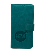 HEM leren Book Case (geschikt voor 15 Pro Max) iPhone 15 Pro Max hoesje met 3 pasjesuitsnedes - Portemonneehoesje - Pasjeshouder - Pure Turquoise