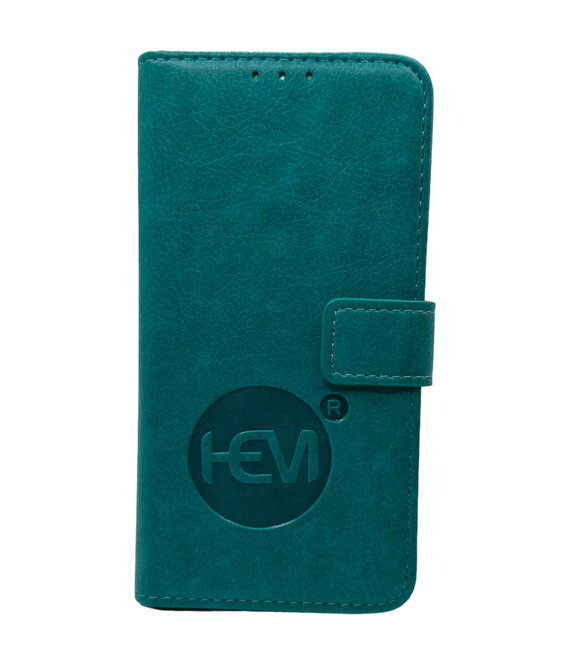 HEM HEM leren Book Case (geschikt voor 15 Pro Max) iPhone 15 Pro Max hoesje met 3 pasjesuitsnedes - Portemonneehoesje - Pasjeshouder - Pure Turquoise