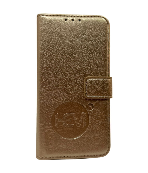 HEM HEM Samsung S23 - Golden Shimmer Leren Portemonnee Hoesje - Lederen Wallet Case TPU - Book Case - Flip Cover - Boek - 360º beschermend Telefoonhoesje