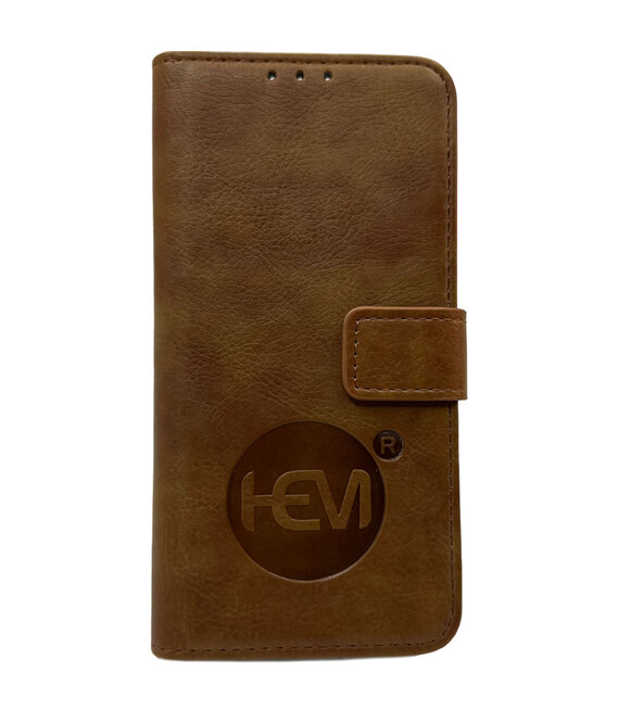 HEM HEM telefoonhoesje geschikt voor Samsung S24 - Bronzed Brown Leren Portemonnee Hoesje - Lederen Wallet Case TPU - Book Case - Flip Cover - Boek - 360º beschermend Telefoonhoesje