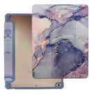 HEM HEM Marble Purple iPad 9.7 hoes geschikt voor iPad 2017 - iPad 2018 - iPad Air en Air 2 - 9.7 inch Vouwbare Autowake Cover - iPad 2017 / 2018 / Air en Air 2 hoes - iPad 9.7 5/6 Hoes - Air en Air 2 - 5/6e generatie hoes - Met Stylus