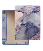 HEM Marble Purple iPad 9.7 hoes geschikt voor iPad 2017 - iPad 2018 - iPad Air en Air 2 - 9.7 inch Vouwbare Autowake Cover - iPad 2017 / 2018 / Air en Air 2 hoes - iPad 9.7 5/6 Hoes - Air en Air 2 - 5/6e generatie hoes - Met Stylus