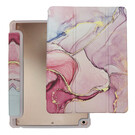 HEM HEM Marble Rose Gold iPad 9.7 hoes geschikt voor iPad 2017 - iPad 2018 - iPad Air en Air 2 - 9.7 inch Vouwbare Autowake Cover - iPad 2017 / 2018 / Air en Air 2 hoes - iPad 9.7 5/6 Hoes - Air en Air 2 - 5/6e generatie hoes - Met Stylus