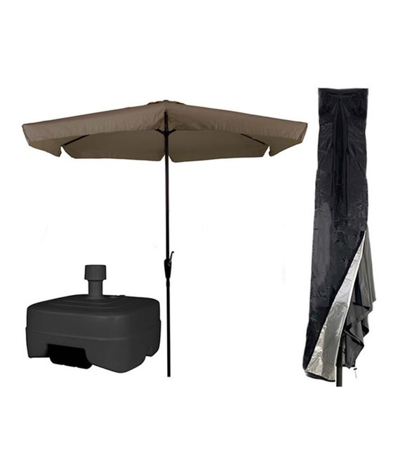 CUHOC CUHOC Taupe Parasol - Parasolhoes - Extra Zware Vulbare Verrijdbare Parasolvoet -  parasol met voet, parasol met hoes en voet, stokparasol met hoes en voet