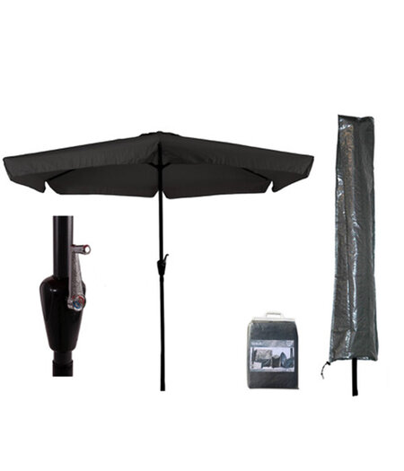 CUHOC CUHOC Zwarte Parasol + Basic Parasolhoes