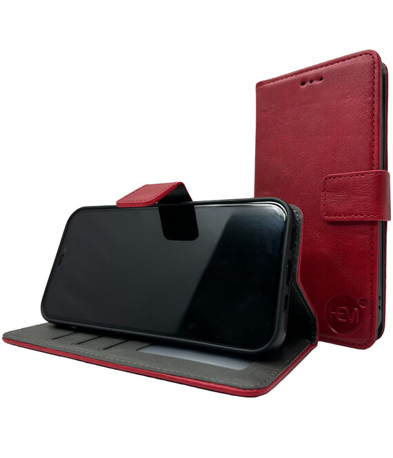 HEM HEM Stylish Book Case (geschikt voor 16 Pro) iPhone 16 Pro hoesje met 3 pasjesuitsnedes + fotovakje - Portemonneehoesje - pasjeshouder - Rood