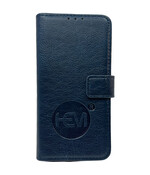 HEM leren Book Case - Geschikt voor iPhone 16 Pro - Hoesje met 3 pasjesuitsnedes - Portemonneehoesje - iPhone 16 Pro hoesje met pasjeshouder - Marine Blue