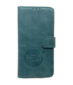 HEM leren Book Case - Geschikt voor iPhone 16 Pro - Hoesje met 3 pasjesuitsnedes - Portemonneehoesje - iPhone 16 Pro hoesje met pasjeshouder - Baby Blue