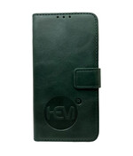 HEM leren Book Case - Geschikt voor iPhone 16 Pro - Hoesje met 3 pasjesuitsnedes - Portemonneehoesje - iPhone 16 Pro hoesje met pasjeshouder - Moss Green