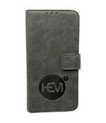 HEM leren Book Case - Geschikt voor iPhone 16 Pro - Hoesje met 3 pasjesuitsnedes - Portemonneehoesje - iPhone 16 Pro hoesje met pasjeshouder - Vintage Grey