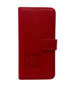 HEM leren Book Case - Geschikt voor iPhone 16 Pro - Hoesje met 3 pasjesuitsnedes - Portemonneehoesje - iPhone 16 Pro hoesje met pasjeshouder - Burned Red