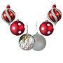 HEM HEM Grote Kerstballen Set – 6 Stuks Ø14 cm – Rood en Zilver met Glitter – Luxe Kerstversiering voor Plafond of Etalage
