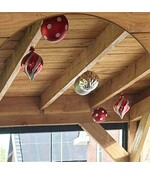 HEM Grote Kerstballen - 6 stuks - 14 CM - Kerst Plafondversiering - Kerst Winkel versiering - Kerst Etalage versiering - Rood / Zilver / Glitter