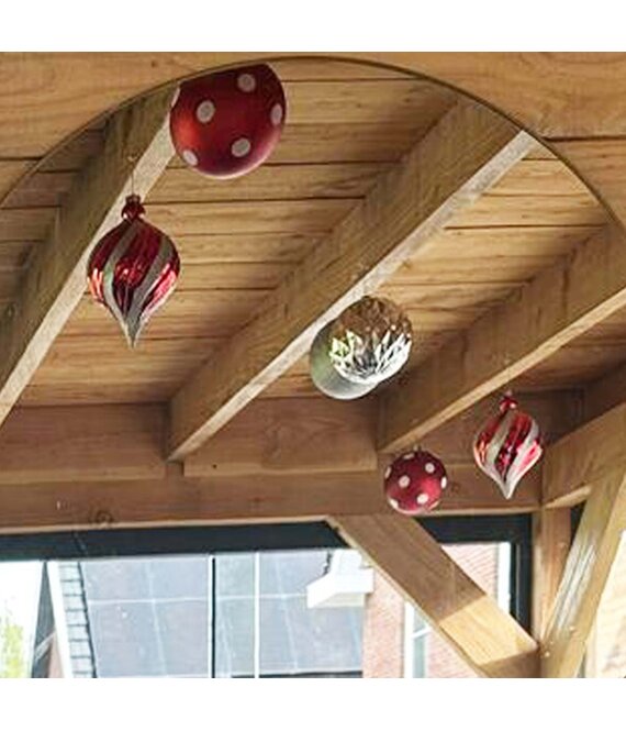 HEM HEM Grote Kerstballen Set – 6 Stuks Ø14 cm – Rood en Zilver met Glitter – Luxe Kerstversiering voor Plafond of Etalage