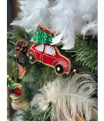HEM Auto met Kerstboom Kerstornament - Kerstballen - Kersthanger Auto met Kerstboom - Kerstversiering - Auto met Kerstboom kerstversiering - 10 cm