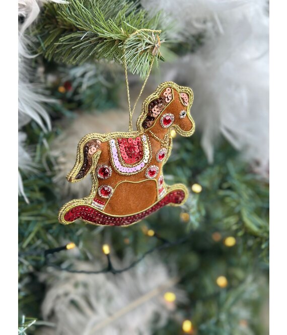 HEM HEM Hobbelpaard Kerstbal – Kersthanger 12 cm – Kerstornament Hobbelpaard – Kerstdecoratie