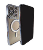 HEM Hoesje Geschikt voor iPhone 11 Hoesje - Geschikt voor MagSafe - Shockproof Backcover - Blauw-Paars Glitter Transparant hoesje