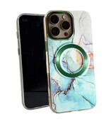 HEM Artistic Green-Mint Hoesje geschikt voor iPhone 13 - Hoesje Magsafe Compatibel  - Shockproof Backcover HEM Artistic Green-Mint Hoesje geschikt voor iPhone 13 - Hoesje Magsafe Compatibel  - Shockproof Backcover