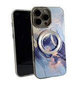 HEM Artistic Silver-Blue Hoesje geschikt voor iPhone 14 Plus - Hoesje Magsafe Compatibel  - Shockproof Backcover