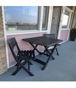 Balkonset - Tuinmeubelset - 3-delig - Weerbestendig & Inklapbaar - Kunststof Bistroset - Tafel & 2 Stoelen - Compact, Stevig & Onderhoudsvrij - Antraciet