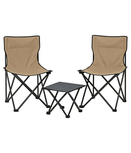 HEM 3-delig Camping Set - 2 Opvouwbare Stoelen + Tafel – Inklapbaar & Lichtgewicht – Outdoor Set voor Kamperen, Vissen & Strand – Draagbaar met Opbergzak