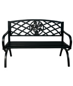 HEM Tuinbank van Staal – 127x59,5x80 cm – Zwart – Weerbestendig – Max. 180 kg draaggewicht – Decoratief met Bloemmotief – Zitbank voor Buiten & Terras