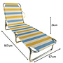 HEM HEM Strandligbed Opvouwbaar – Lichtgewicht Aluminium Ligstoel – Strandbed met Verstelbare Rugleuning 3 standen – Outdoor Ligbed met Streeppatroon – Geel/Blauw/Wit