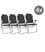 Campingstoel 4 stuks – 5 Standen Verstelbaar – Opvouwbaar – Lichtgewicht Aluminium – Ademend Textileen – Comfortabele Klapstoel voor Camping, Strand en Tuin