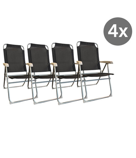 HEM Campingstoel 4 stuks – 5 Standen Verstelbaar – Opvouwbaar – Lichtgewicht Aluminium – Ademend Textileen – Comfortabele Klapstoel voor Camping, Strand en Tuin