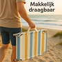 HEM HEM 2x Strandligbed Opvouwbaar – Lichtgewicht Aluminium Ligstoel – Strandbed met Verstelbare Rugleuning 3 standen – Outdoor Ligbed met Streeppatroon – Geel/Blauw/Wit