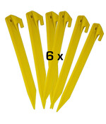 Tentharingen Set van 6 – Gele Plastic Kampeerharingen 23 cm – Lichtgewicht ABS Grondpennen – Sterke Tent Accessoires met V-Punt – Camping & Stormharingen