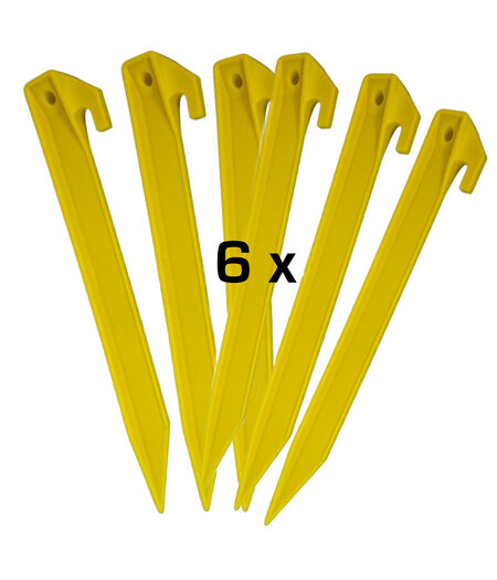 HEM Tentharingen Set van 6 – Gele Plastic Kampeerharingen 23 cm – Lichtgewicht ABS Grondpennen – Sterke Tent Accessoires met V-Punt – Camping & Stormharingen