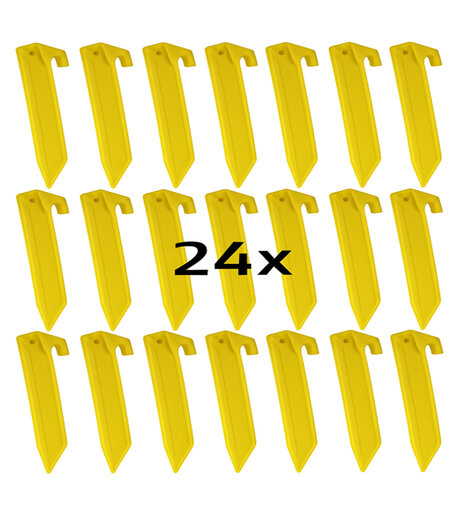HEM Tentharingen Set van 24 – Gele Kunststof Kampeerharingen 23 cm – Sterke Grondpennen voor Tent – Lichtgewicht ABS Tentpennen – V-Vormig – Stormharingen – Kampeer Accessoires – Camping – Zeil – Luifel