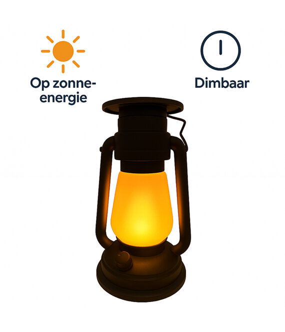 HEM HEM Solar Stormlantaarn – Oplaadbare Kampeerlamp / Tentlamp – Buitenlamp op Zonne-energie met Sensor – Warm Wit Licht – Automatisch Aanschakelend bij Donker – Inclusief Batterij & Opbergzak – Weerbestendig en Energiezuinig – Camping Lamp / Tuinlamp