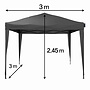 CUHOC CUHOC Easy-Up Partytent / Pop-Up Partytent 3x3m Grijs - Waterafstotend - Vouwtent voor Schaduw - incl Draagtas totaal 12KG
