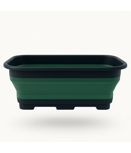 HEM Opvouwbare Afwasbak 8L – Inklapbare Wasbak Camping – Vouwbare Afwasteil / Teiltje / Dienblad – Voor Caravan, Camper of Keuken – Ruimtebesparend – Groen – 37x27x12 cm