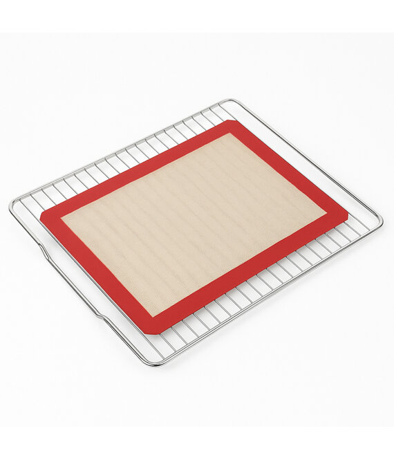 HEM HEM Siliconen Bakmat 40x30 - Herbruikbaar - Antiaanbaklaag – Vaatwasserbestendig – Hittebestendig tot 200°C – Ovenmat – Bakvel – Bakaccessoire - Rode Rand
