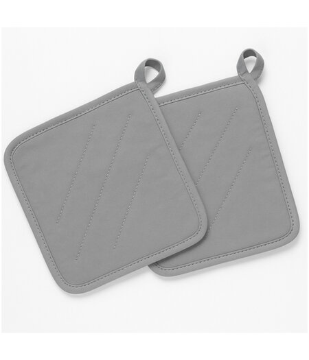 HEM Pannenlappen Lichtgrijs – Groot Formaat – 100% Katoen – Gevoerd met Polyester – Hittebestendig tot 250°C – Set van 2 – Keukenaccessoires