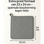 HEM HEM Pannenlappen Lichtgrijs – Groot Formaat – 100% Katoen – Gevoerd met Polyester – Hittebestendig tot 250°C – Set van 2 – Keukenaccessoires
