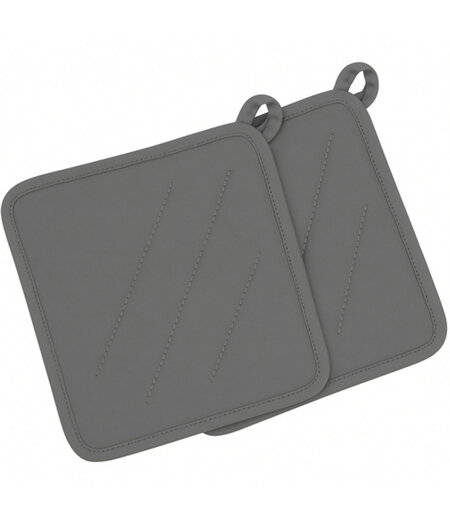 HEM Pannenlappen Donkergrijs – Groot Formaat – 100% Katoen – Gevoerd met Polyester – Hittebestendig tot 250°C – Set van 2 – Keukenaccessoires