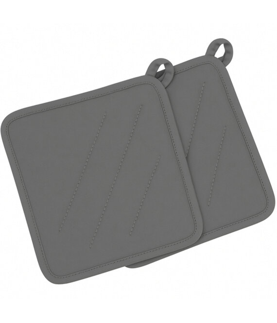 HEM HEM Pannenlappen Donkergrijs – Groot Formaat – 100% Katoen – Gevoerd met Polyester – Hittebestendig tot 250°C – Set van 2 – Keukenaccessoires