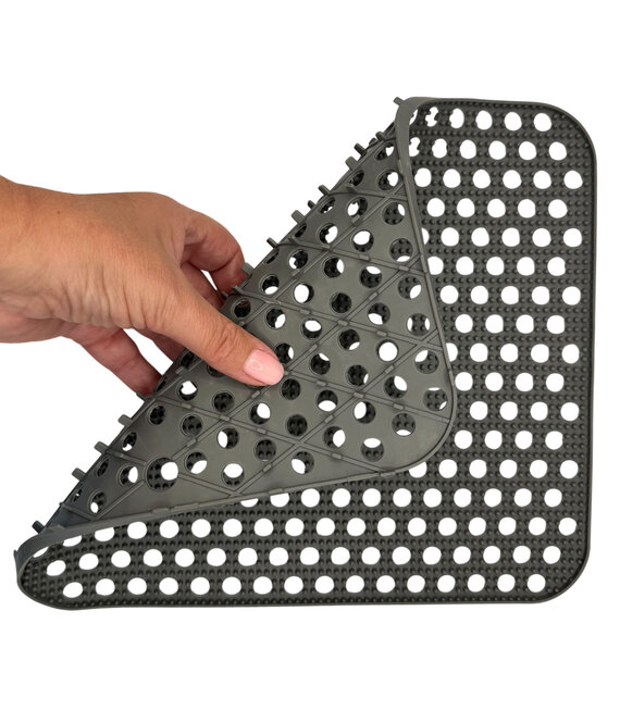 HEM HEM Afdruipmat Keuken 29,5x26 cm – Antislip Siliconen Afdruipmatje – Grijs – Afdruiprek Gootsteen – Afwasmat Camping – Waterdoorlatend & Makkelijk Schoon te Maken