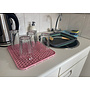 HEM HEM Afdruipmat Keuken 29,5x26 cm – Antislip Siliconen Afdruipmatje – Roze– Afdruiprek Gootsteen – Afwasmat Camping – Waterdoorlatend & Makkelijk Schoon te Maken