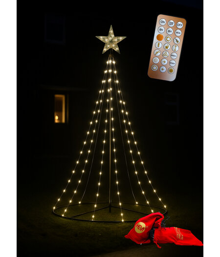 HEM HEM 1.5m LED Vlaggenmast verlichting met Zwarte Mast - Lichtkerstboom - Kerstboom 1.5 - 154 Led - Met HEM Opbergzak