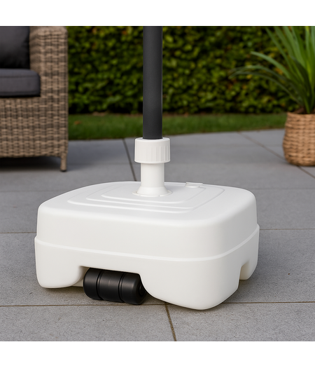 CUHOC CUHOC Parasolvoet Vulbaar met Water of Zand – 40-60 kg – Ø 33-50 mm – Wit – Met Wiel