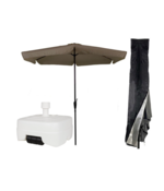 CUHOC Parasol 300 cm Taupe - Inclusief Witte Verrijdbare Vulbare Parasolvoet 40-60 kg + Redlabel Parasolhoes