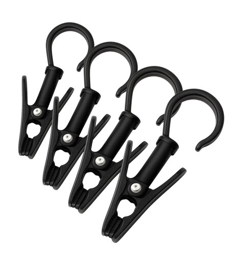 HEM HEM Multifunctionele Haakclip – Sterke Klem voor (Voortent)  Buizen 19-22 mm , Handdoek, Jas en Verlichting Ophanghaak - Camping haak - Balkonhaak - Zwart